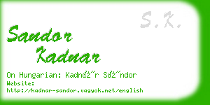 sandor kadnar business card